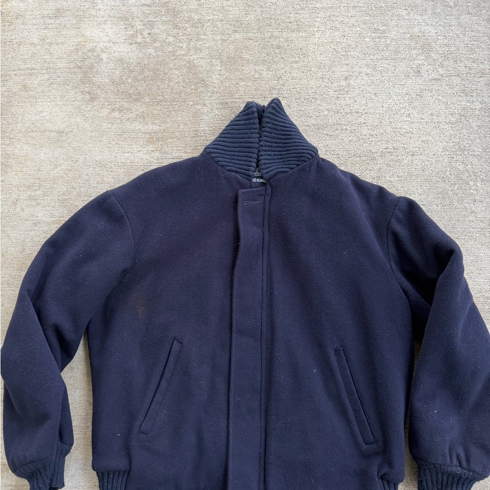 Vintage Zero King Wool Varsity Jacket Men Size 42 Navy Blue Bomber Thininsulate